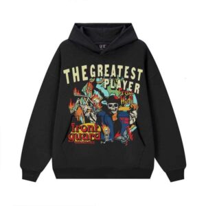 American Flame Skull Print Hooded Sweatshirt Unisex Heavy Pullover Loose Fit Shoulder