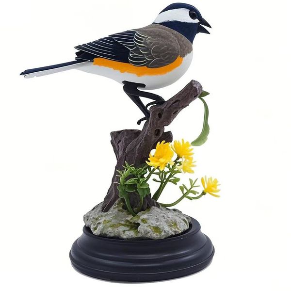 Higher quality/Clearer sound/Voice controlled bird will move and call parrot Western Knight simulation couple bird fun children's sensing toy pen holder gift