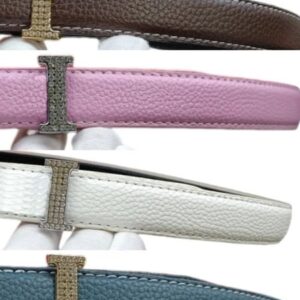 Classic designer belt for women; smooth buckle with letters for Valentine's Day with box