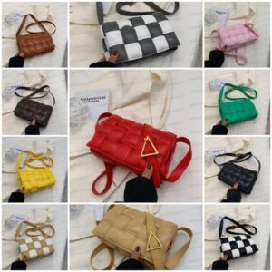 Women Plaid Tartan bags Designer bags Luxury Bag casual shouder bag intrecciato bag Handbags Leather Woven Cross Body bags sac de luxe leather small square bag