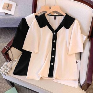 Plus size, new popular summer clothing, reducing age, plus size, chubby mm, fashionable and trendy women's short sleeved 3377