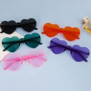 Colorful Frameless Heart Transparent Heart Shaped Sunglasses Beach Sunglasses For Woman Girls