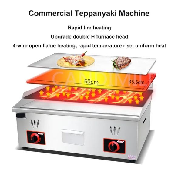 2025 wholesale Household Gas Grill Griddle Food Processing Equipment Commercial Teppanyaki Grill Machine Meat Roast Pan Shredded Appliances For Kitchen