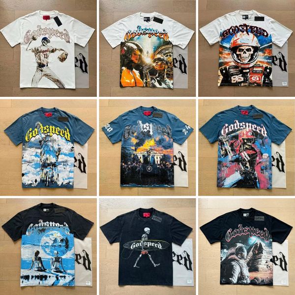 godspeed shirt designer t shirt mens t shirt summer graphic tee clothe classical hipster fabric cotton Street graffiti letter print Vintage washed black tee size S-XL