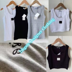 Womens High-Elasticity Knit Tank Tee – Sleek Slim-Fit Cropped Top Designer Brand Ladies' Short Sleeve Vests Stretchy Cropped Tank for a Feminine Look