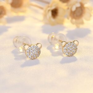 S925 silver needle 18K gold-colored small bow-shaped pearl simple and elegant ear stud for women's earrings
