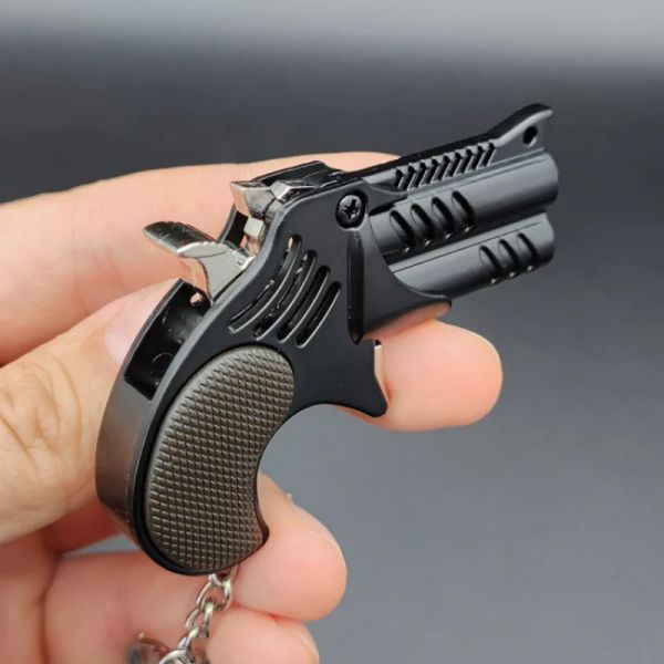 Mini Pendant Folding Rubber Band Gun Keychian Toys 6-shot Rubber Band Soft Elastic Gun Gifts Toy