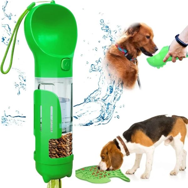 3-in-1 Pet Dog Travel 300/500ml Water Drinker Food Feeder Dispenser Outdoor Detachable Portable Bowl Poop Shovel Garbage Bag Storage