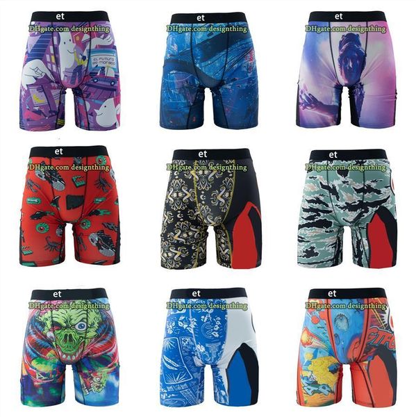 Boxer Style Men Swim Shorts Cartoon Printed Trunks Quick-Dry Design Plus Size S-3XL High Elastic Fitness Beachwear