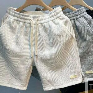 mens shorts summer running for men casual jogging sport short pants wave pattern solid color drawstring loose dry gym sports