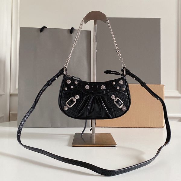 7A Quality Women lady le Cagole Bags chaiin Motorcycle shoulder luxury Designers Genuine leather crossbody purse Pochette Crocodile skin XS mini cool girl bags