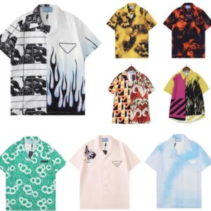 Mens Designer Shirts Summer Short Sleeve Casual Shirts Fashion Inverted Triangle Loose Polos Beach Style Breathable Tshirts Tees Top Clothing Multi Styles M-3XL