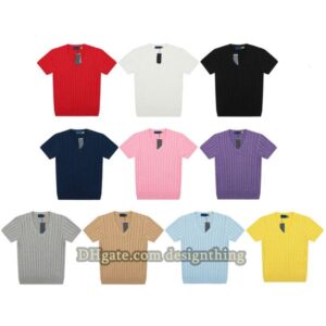 Women T-Shirt Pony Designer Short Sleeve Cardigan Style Knit Slim Fit Soft Cotton Button Accent Asian Fit