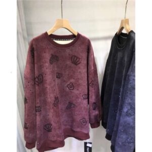 Men's 150kg Plus Size Heavy Embroidered Rhinestone Sweatshirt Fleece Lined, Thickened, Crown Long Sleeve Top sweatshirtss