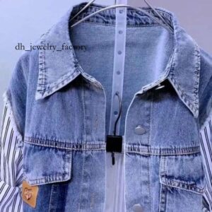 mithworld Fashion Striped Denim Jacket Womens SpringSummer 2024 n Sense Stitching Women Jackets Temperament Coat Top aed