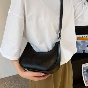 Women's French Style Diagonal Crossbody Crescent Bag – Solid Color, Stylish & Functional