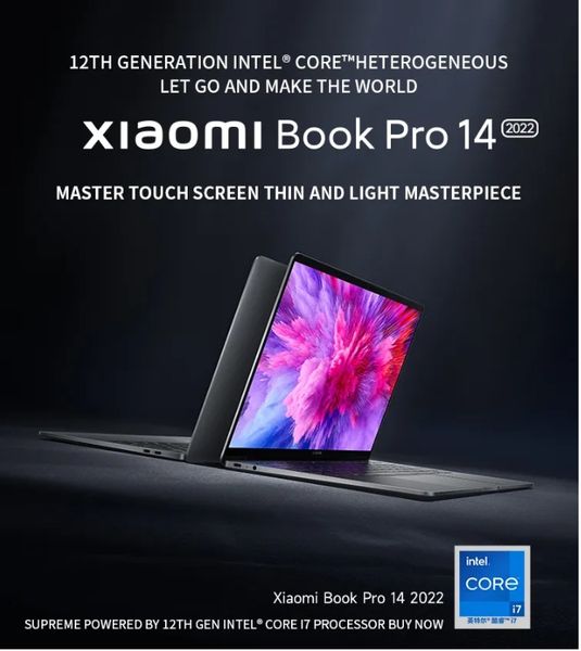 2025 Xiaomi Book Pro 14 Laptop 14 Inch 2.8K 90Hz OLED Touch Screen i5 1240P 16GB 512GB/2TB Intel Iris Xe Graphics Thin Notebook