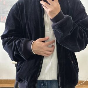 Vintage Mens Leather Style Jacket Small Horse Patch Casual Coat Zip Up Outerwear Fashion Workwear Lapel Collar Comfortable Fit Designer Utility Jacket for Men