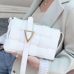 Classic checkerboard small square bag, fashionable solid color woven pattern, personalized women's bag, new spliced single shoulder diagonal cross bag 624-2