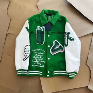 vuittons Mens Jackets designer Classic l Vintage Baseball Varsity Coat Loose Mens Women Outerwear Wool Flocking Leather Single Breasted Couples Warm Bomber 6a8