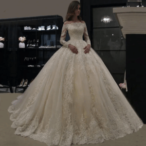 Luxury Ball Gown Lace Applique Wedding Dresses 2025 Long Sleeves Bridal Gowns Boat Neck Beaded Women Robe De Mariee Plus Size Can Be Custom Made