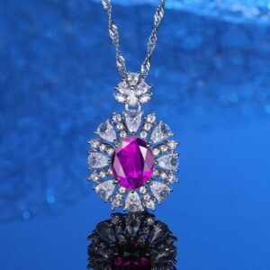 925 Sterling Silver Multi-Color Gemstone Pendant Necklace with 5A Full Diamonds for Women, Luxury Fashion Jewelry