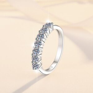 S925 Sterling Silver Women's Seven-Star Princess Crown Ring with Moissanite, Stackable Design, Elegant Luxury Jewelry, Perfect for Engagement and Wedding.