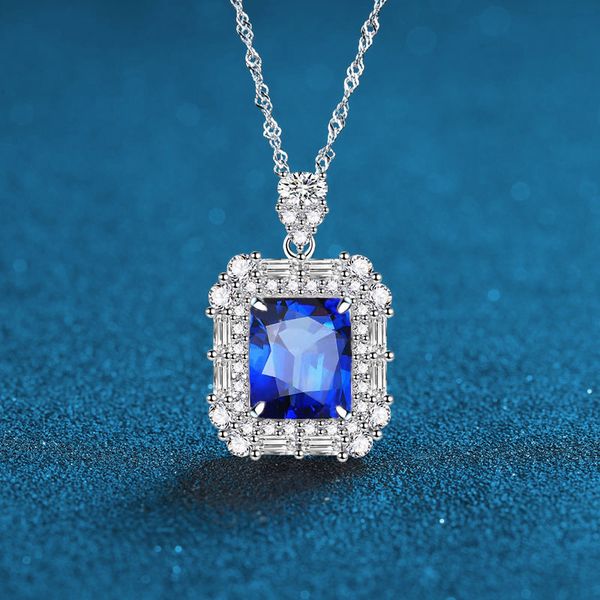 Elegant Red & Blue Gemstone Pendant Necklace, S925 Silver, with Diamond Accents, Fashionable Jewelry for Women