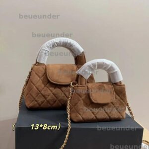 Designer Ladies Suede Handbag Mini Shopping Bag Golden Hardware Diamond Lattice Matelasse Chain Autumn Tote Crossbody Bags Luxury Shoulder Purse 3 Colors