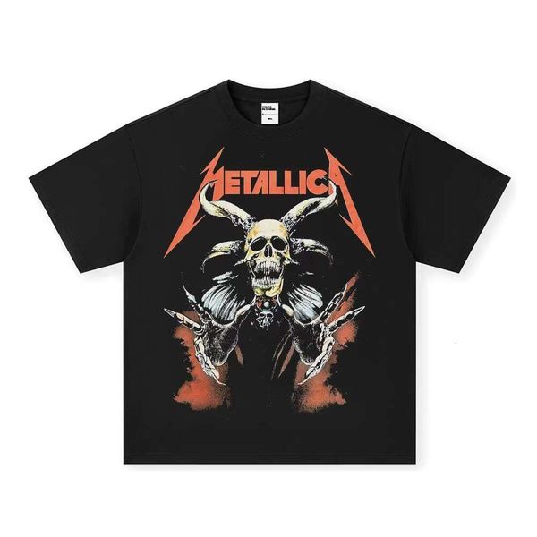 Unisex 100% Cotton T-Shirt Heavyweight American Style Cross-Border Trend Short Sleeve Small Collar Washed Pure Men's