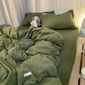 24 Bedding Sets Multi-color Washed Cotton Duvet Cover Set INS Solid Color Soft Bed Sheet With Pillowcase Girls Adults Bedroom Decor