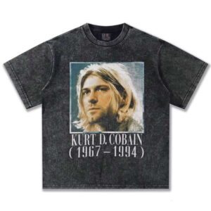 2025 Spring/Summer Series Oversized Short Sleeve Kobi Character Heavy Washed Vintage Small Collar Loose T-Shirt