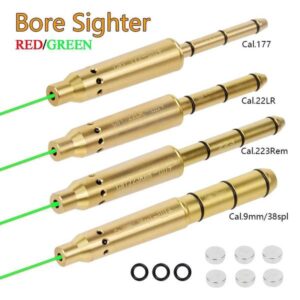 Tactical Bore Sight .177 22LR .223Rem 9mm .38spl Cal 45 Green Red Laser Boresighter End Barrel for Revoers Pistols Rifle B240801