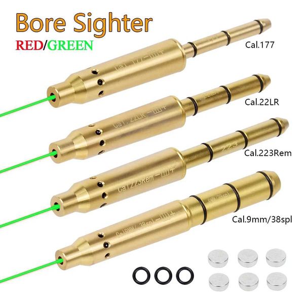 Tactical Bore Sight .177 22LR .223Rem 9mm .38spl Cal 45 Green Red Laser Boresighter End Barrel for Revoers Pistols Rifle B240801