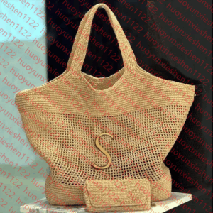 Designer Bag Fashion Raffias Straw Shoulder Bags Luxury Handbags Womens Large Capacity Beach Bag 3 Color Luxuries Top Quality Genuine Leather Tote With Metal Letter