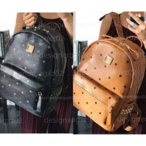 Mcmmm Designer Backpack Leather Handbags Mcmwallet Large Size Men And Women Travel Famous Rivet Printing Lady Bags Boy Girl School Bag Senior Sense High End Mcmbelts