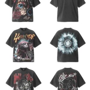 Washed Vintage All Over Print Eye of Flame Masked Man Star Skull Print Tee 3 colors