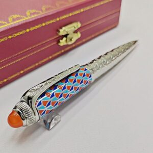 wholesale New AAA R Series Ca Metal Ballpoint Pen Black And Sier Stainless Steel Stationery Office Writing Ball Pens With Gem Top