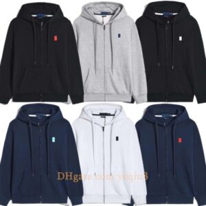 Men hoodie polo Small horse sweatshirts Kangaroo pocket Hooded Outerwear Hoodies autumn winter Hoodie sport jacket zipper Designer hoodie Asian size Streetwear