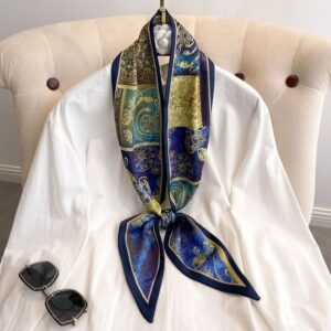 14*150 cm angled silk scarf (Korean style) silk scarf | Geometric and classic patterns | Multi-purpose tie/headwear
