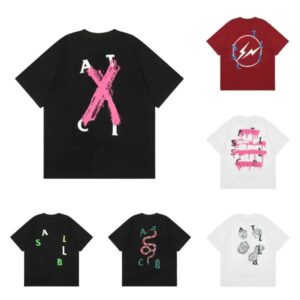 Classic Letter Print T-Shirt – Unisex Short Sleeve Black Tee