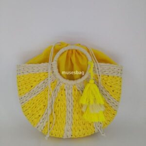 Advanced Women's Designer Lightweight and atmospheric Handheld Woven Bag Paper Rope Retro Moon Cute Bag New Round Grass Woven Bag Fashionable and Minimalist