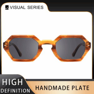 Designer handmade hexagonal polarized sunglasses suitable for men and women, high-definition anti glare and anti UV 400 fashionable sunglasses