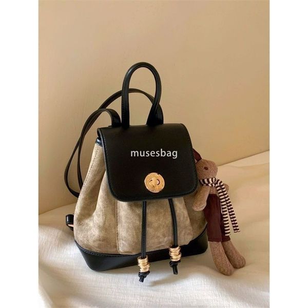 Western style women's high-end niche design bag new practical and minimalist backpack portable bucket bag casual and versatile high-end feeling outdoor backpack