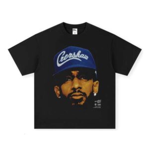 Autumn New Men's Thick Short Sleeve 100% Cotton Hip-Hop Rap Nipsey American Style Street Print T-Shirt