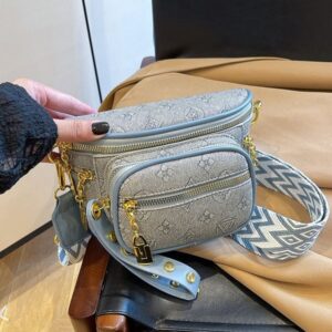Fashion cross-body shoulder chest waist with soft leather printed bag women