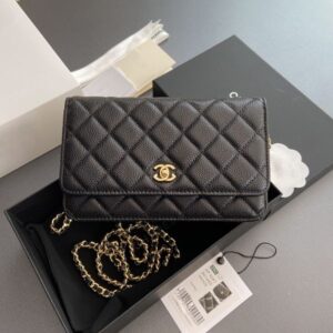 Designer bag woc shoulder bag sheepskin wealth bag women's handbag high-quality chain bag wallet diagonal cross bag black classic caviar shoulder bag AA