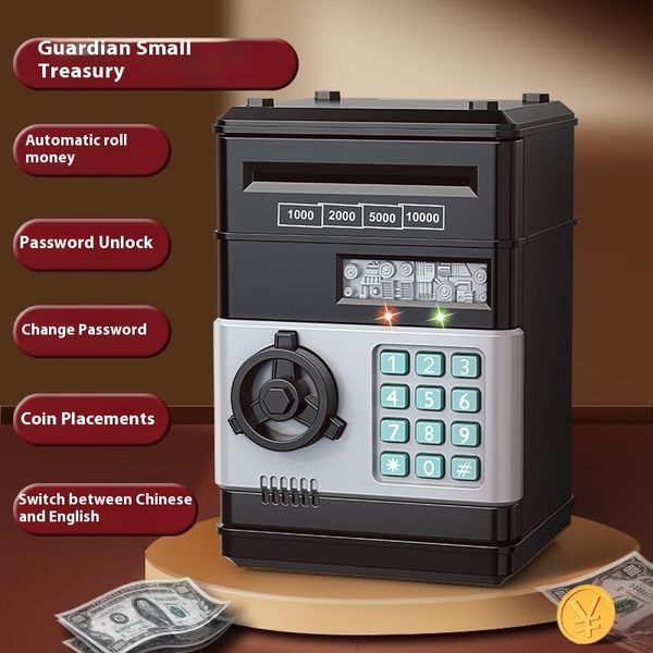 ATM Piggy Bank Coin Operated Automatic Roll Money Electric Childrens Password Banknote Can Be In And Out Diy Doll Houses Toys