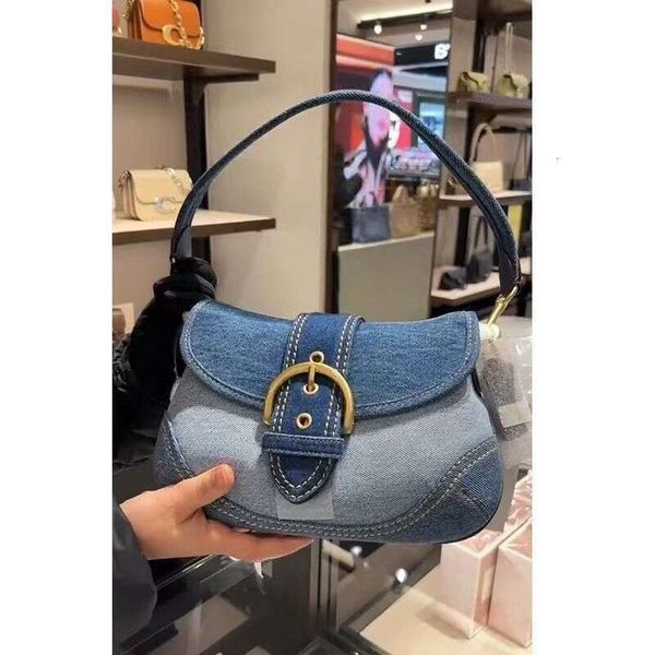 Cowboy Underarm Women's 2025 Spring/Summer New Style Advanced Splicing Canvas Pea Bag Single Shoulder French Stick Bag