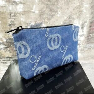 Denim Blue Designer Make Up Bag Fashion Lady Wash Cosmetic Pouch Zipper Embroidery Makeup Bags Travelling Toiletry Purse Fitness Washing Bag 248131BF